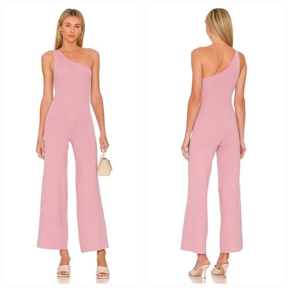 Free People Beach Ribbed Wide-Leg Waverly Sweater Knit Jumpsuit Pink Size Medium